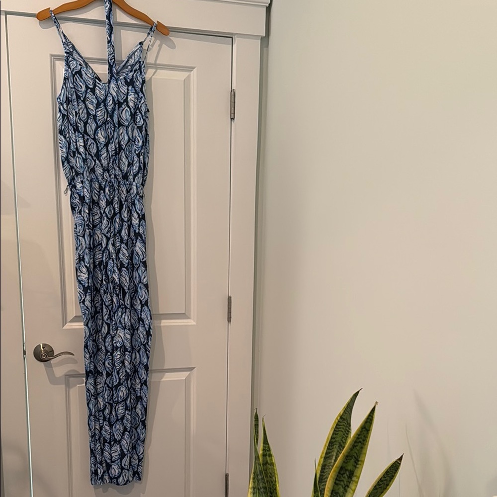 Lillly Pulitzer Blue Leaf Print Jumpsuit
